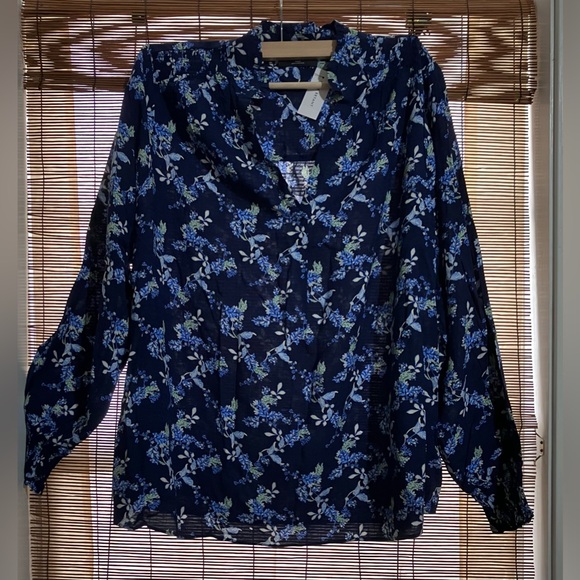 Lane Bryant Smocked Shoulder & Cuff Popover Blouse - Picture 4 of 14
